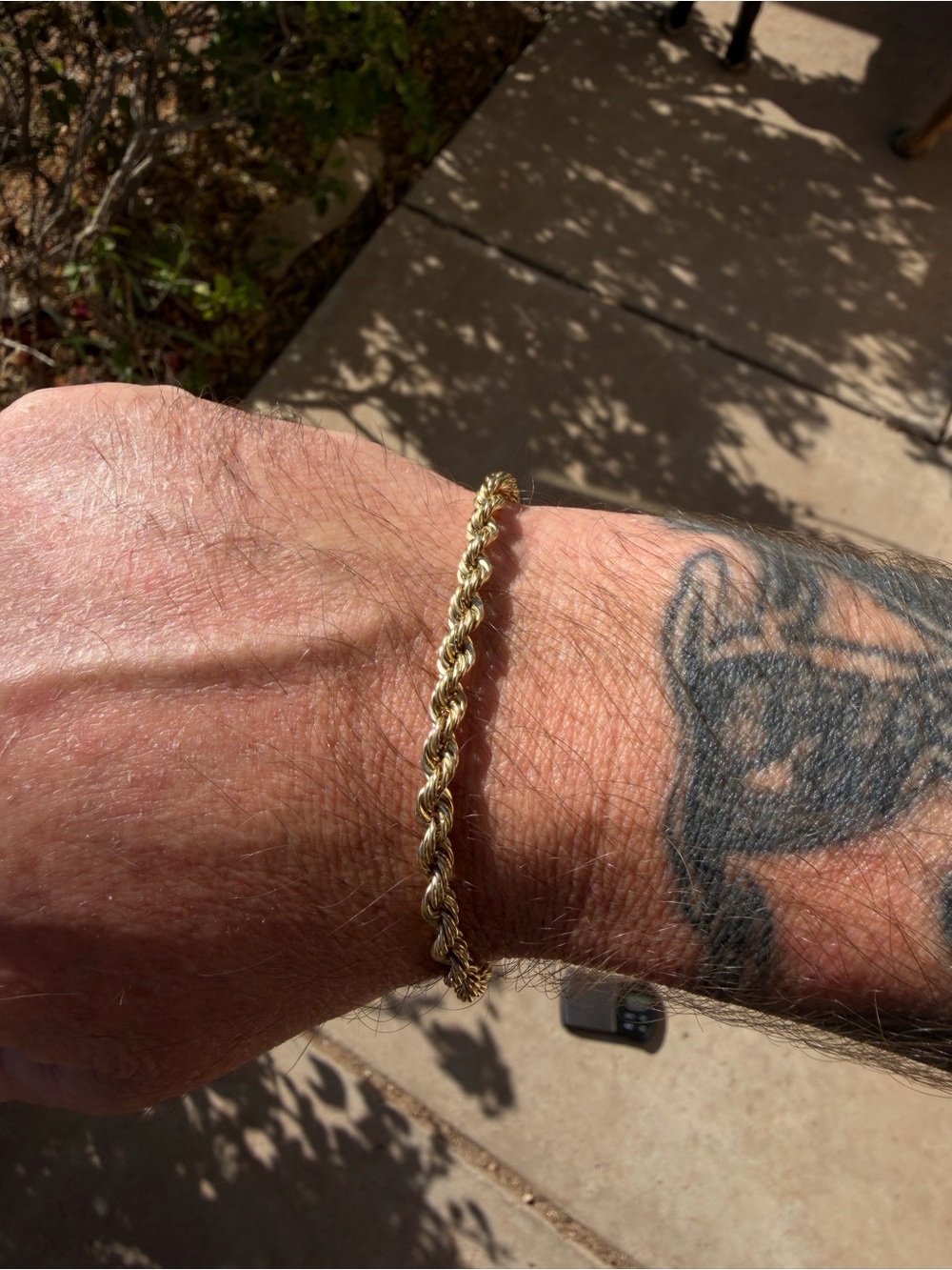 Men's Gold Rope Chain Bracelet - Gold